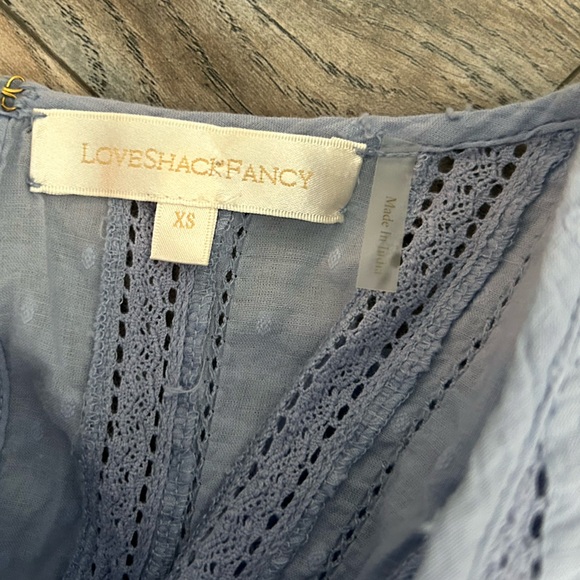 Love shack fancy Natasha light blue ruffle mini dress size XS - Picture 4 of 5